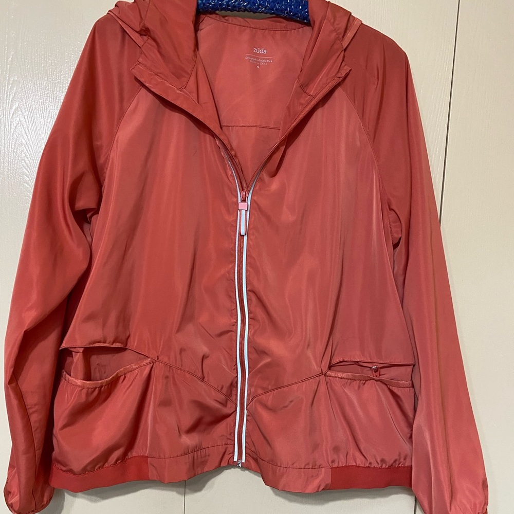 Lightweight Women's Zip-Front Windbreaker Jacket - Rust